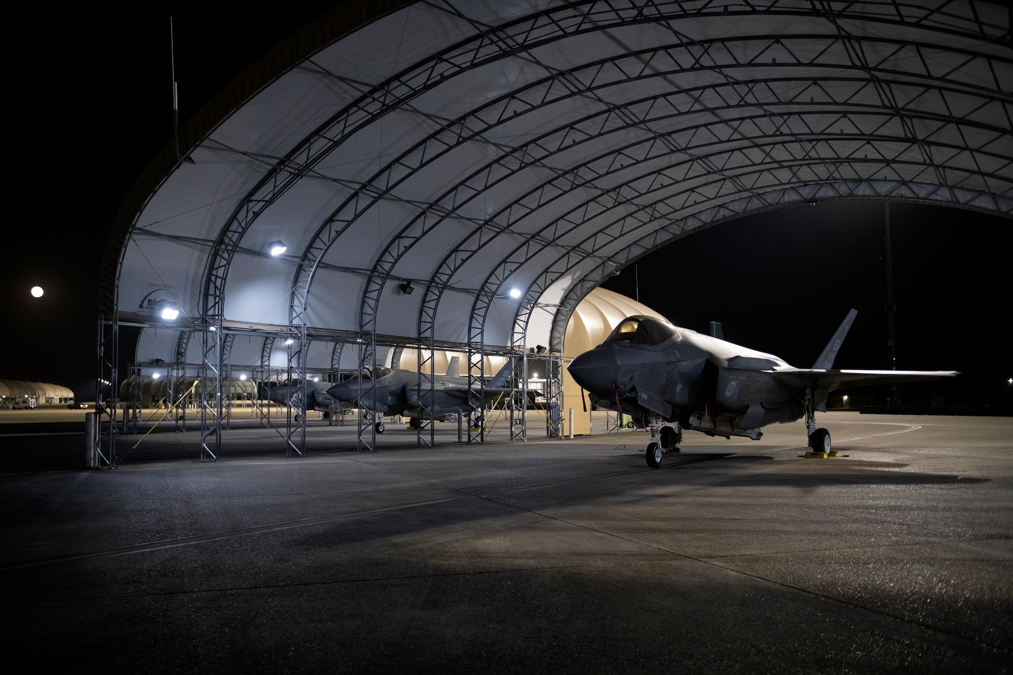 The 58th Fighter Squadron and 33rd Aircraft Maintenance Squadron conduct night flying operations to accommodate pilot training qualification requirements.