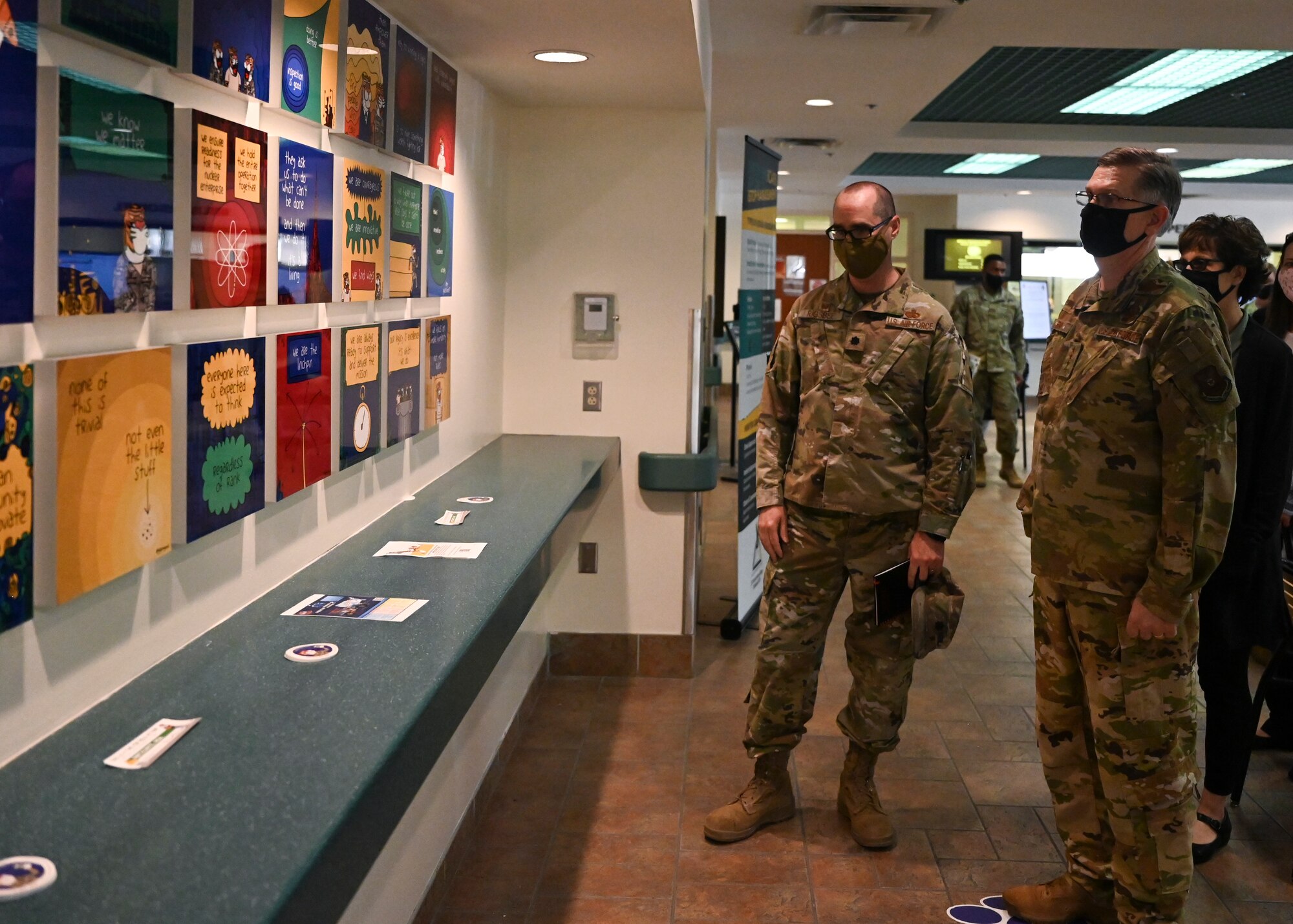 U.S. Air Force Gen. Tim Ray, Air Force Global Strike Command commander, views a Culture Wall.