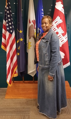 Tonia Carr, administrative support assistant in the Executive Office, participates in Denim Day, April 28, 2021.