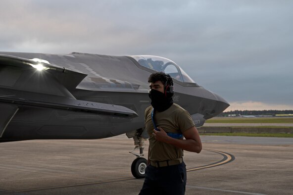 The 58th Fighter Squadron and 33rd Aircraft Maintenance Squadron conduct night flying operations to accommodate pilot training qualification requirements.