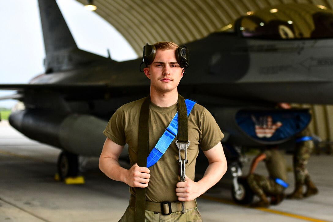 An Airman poses for a portrait.