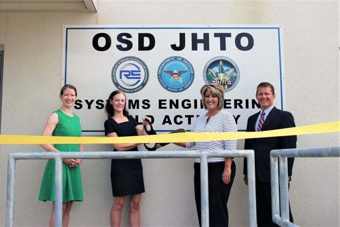 NSWC Crane team cuts ribbon at ribbon-cutting ceremony for Joint Hypersonics Transition Office Systems Engineering Field Activity