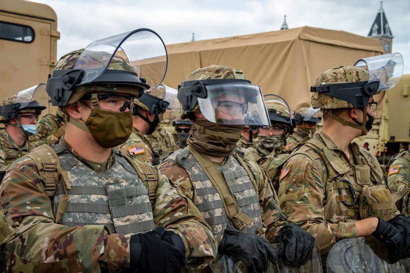 The Kentucky Army National Guard responded to Governor Andy Beshear's request to support Kentucky State Police and Louisville Metro Police Department during possible riots near Jefferson Square Park.