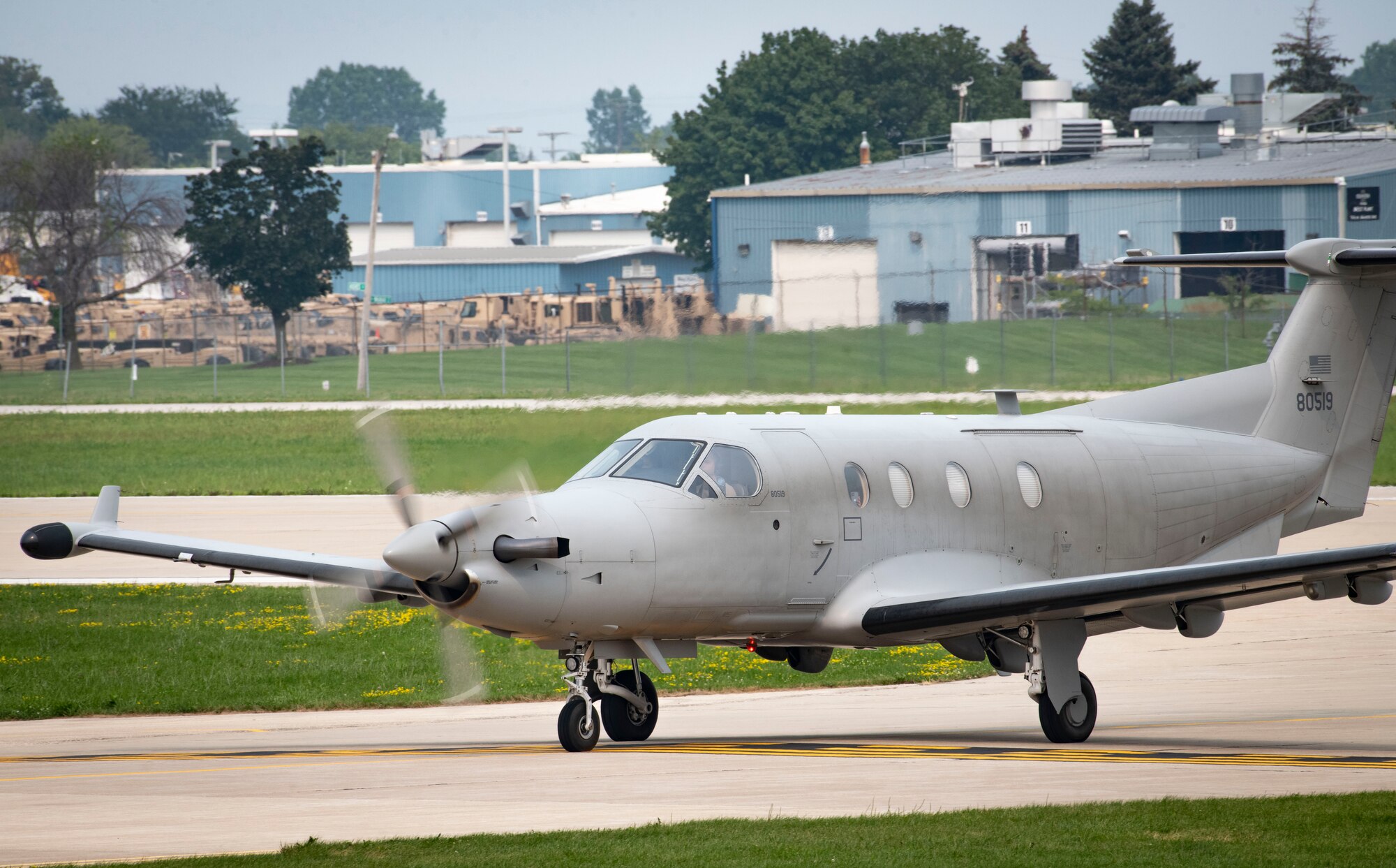 A U-28 Draco assigned to Air Force Special Operations Command lands after completing a personnel recovery demonstration at Wittman Regional Airport, Wis., July 29, 2021.