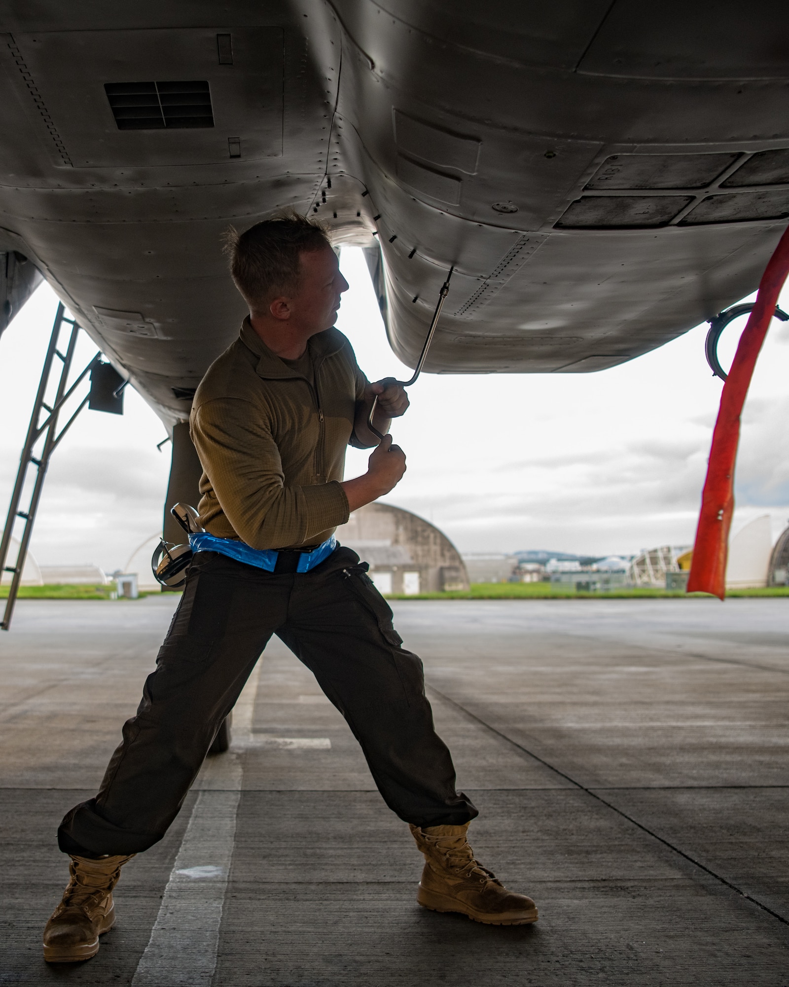 U.S. Air Force maintainers work on F-15C Eagles at Kadena Air Base, Japan.