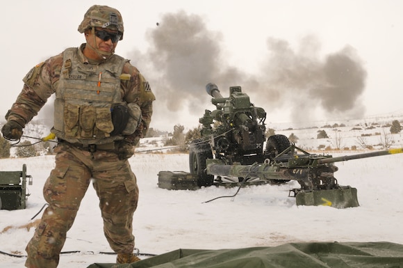 3rd Battalion, 640th Regiment, RTI, conducts live fire artillery training at Camp Williams, Utah, Feb. 16, 2021