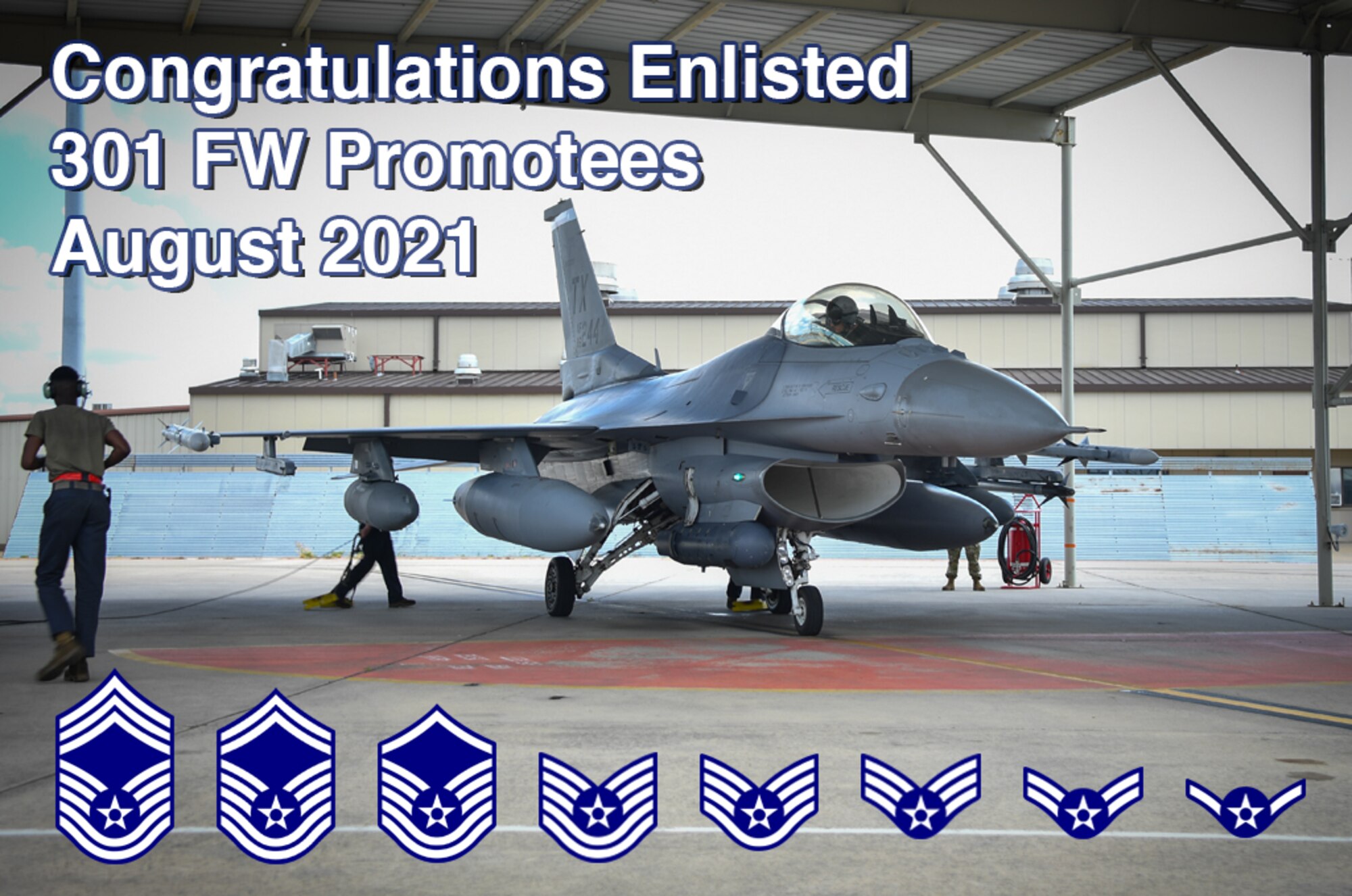 301 FW Enlisted August Promotees 2021 (U.S. Air Force graphic by Jeremy Roman)