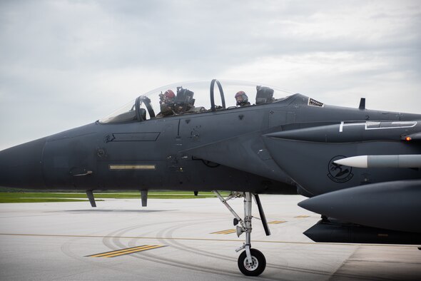 U.S. Air Force aircrew from the 366th Fighter Wing depart to complete an Integrated Combat Turn on Andersen Air Force Base, Guam, July 24, 2021.U.S. Performing ICTs decreases the aircrews' time on the ground and increases the Air Force's ability to meet new challenges in dynamic environments. (U.S. Air Force photo by Airman 1st Class Andrea Rozoto)