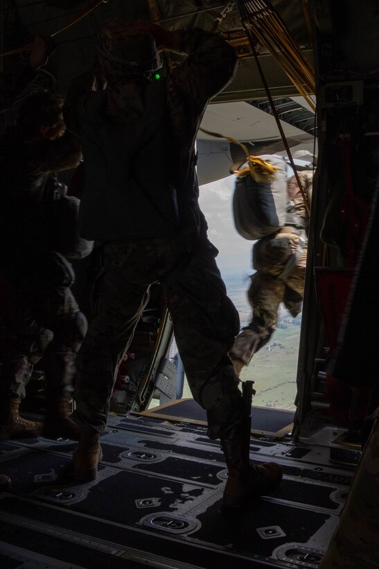 Soldier jumping from aircraft
