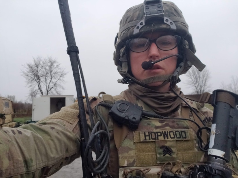 Staff Sgt. Bonnie Hopwood, squad leader for Charlie Company, 1st Battalion, 111th Infantry Regiment, 56th Stryker Brigade Combat Team, poses for a photo during her time as a sergeant. Hopwood transitioned from her previous military occupational specialty to infantry Soldier in 2016.