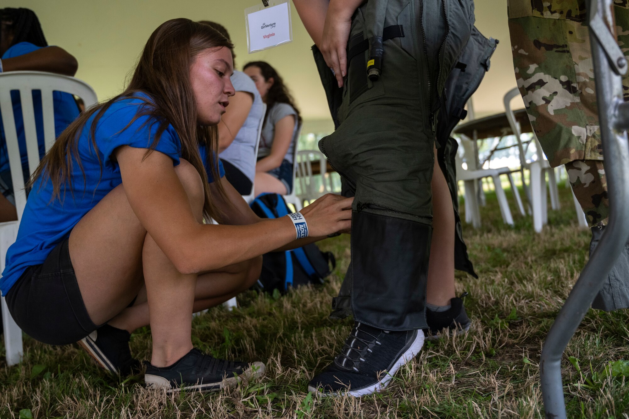 Staff. Sgt. Lydia Whitney, an F-16 Avionics Craftsman with the 756th Aircraft Maintenance Squadron, Luke Air Force Base, Arizona, hosted an interactive military flight presentation for aspiring young aviators