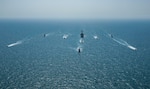 Variety of naval vessels in the Arabian Gulf