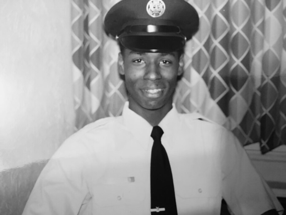 Then-Airman Kendall Briscoe smiles for a photo at basic military training in October 1989. Briscoe joined as an 18-year-old with a desire to move out of his mom’s house and travel the world for a quick enlistment, but ended up spending 32 years in the service before retiring as a chief master sergeant. (Courtesy photo)