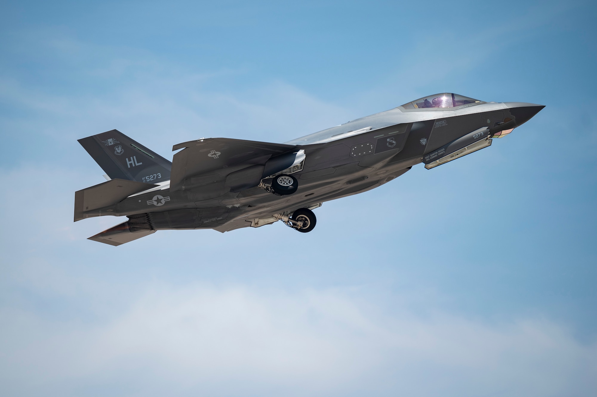 An F-35 Lightning II takes off.