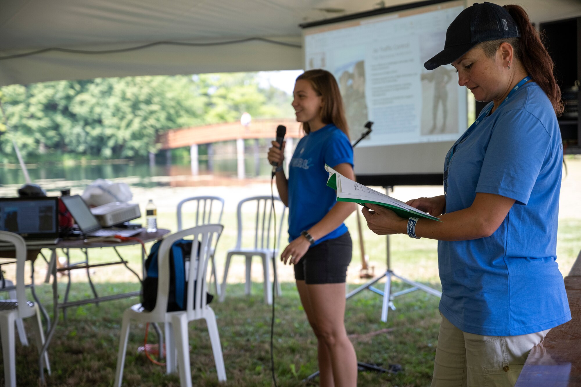 Staff. Sgt. Lydia Whitney, an F-16 Avionics Craftsman with the 756th Aircraft Maintenance Squadron, Luke Air Force Base, Arizona, hosted an interactive military flight presentation for aspiring young aviators