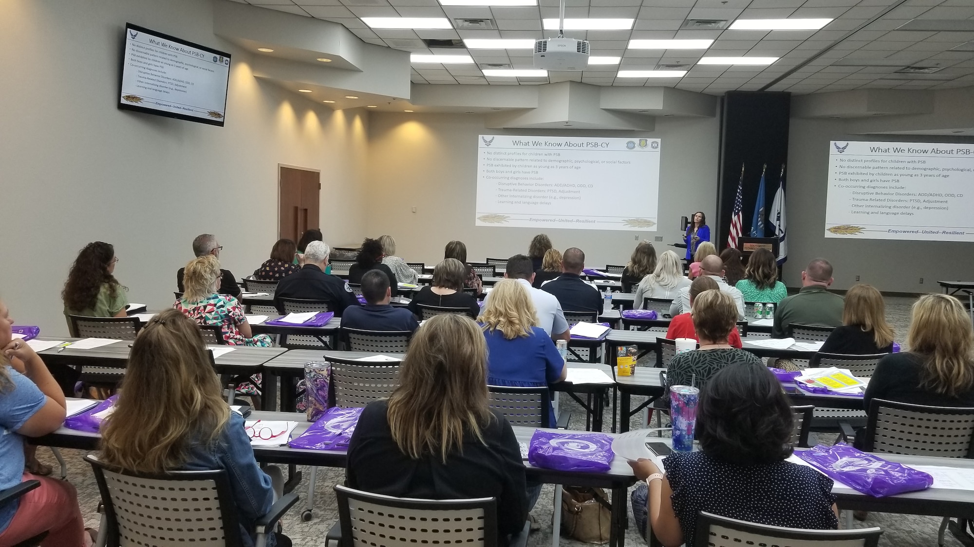 Educators from across three school districts listen to a training on Problematic Sexual Behavior at Southwest Technology Center in Altus, Oklahoma, July 26, 2021. Problematic sexual behavior in children and youth is defined as behavior, initiated by children younger than 18, that involves using sexual or private body parts in a manner that is developmentally inappropriate or potentially harmful to the individual or individuals impacted by the behavior. (Courtesy photo by Judy Mott)
