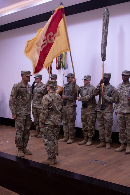 The previous Area Support Group Qatar assumed command of Area Support Group Jordan from the 143rd Regional Support Group, Connecticut Army National Guard. Col. Toni Sabo and Command Sgt. Maj. Jose Hernandez uncased the ASG-J colors as they assumed command from Col. Thomas Dennis and Command Sgt. Maj. Orlando Anderson.