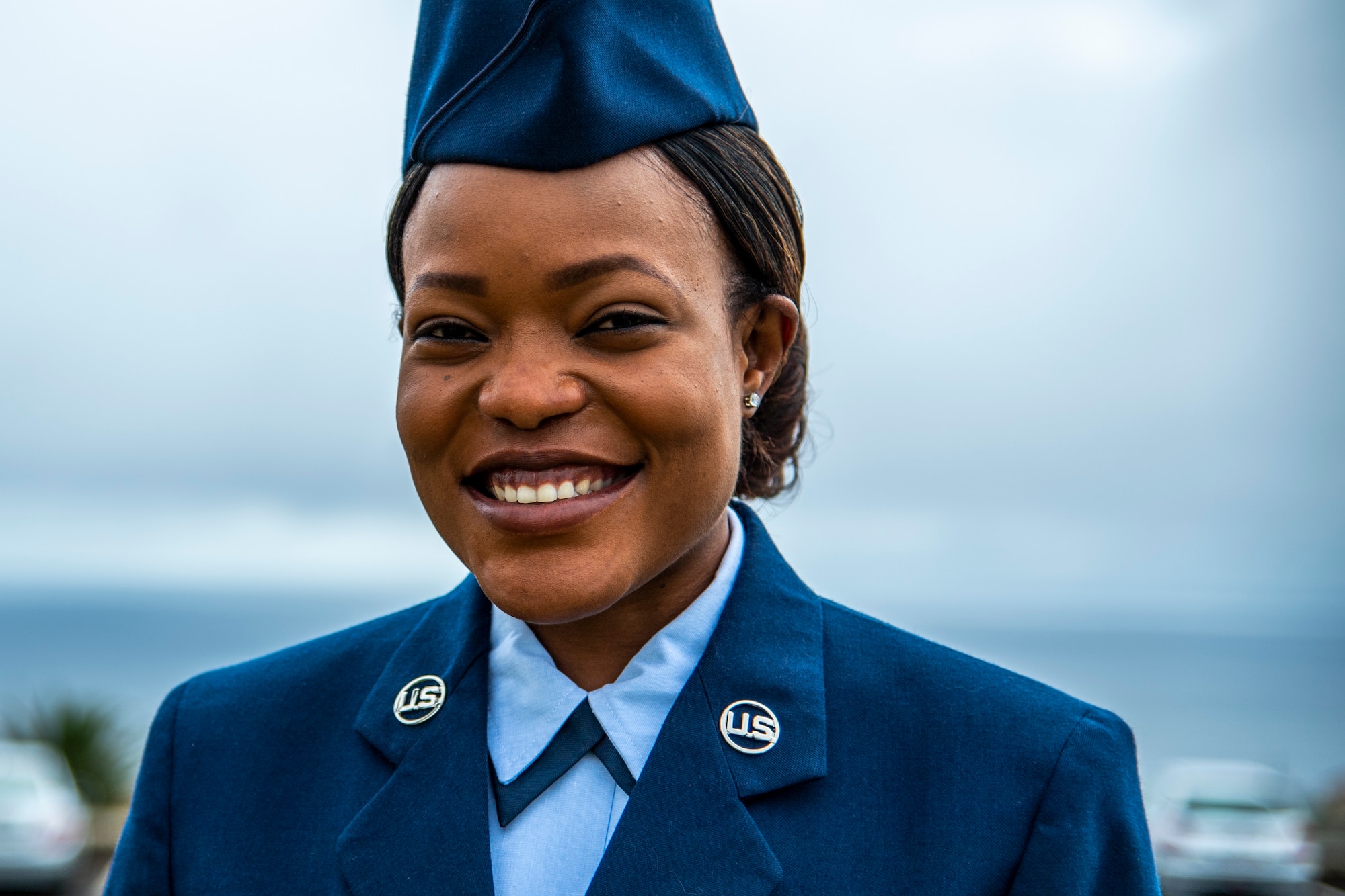 Female Air Force Airman wearing flight cap