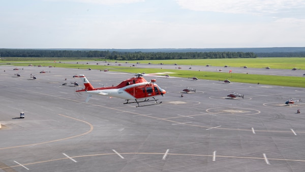 MILTON, Fla. (Aug. 6, 2021) The Navy’s first TH-73A Thrasher arrives at Naval Air Station Whiting Field in Milton Aug. 6, 2021. The TH-73A will be assigned to Training Air Wing 5 on base and will replace the TH-57B/C Sea Ranger as the undergraduate rotary and tilt-rotor helicopter trainer for the Navy, Marine Corps, and Coast Guard. (U.S. Navy photo by Mass Communication Specialist 2nd Class Jason Isaacs)