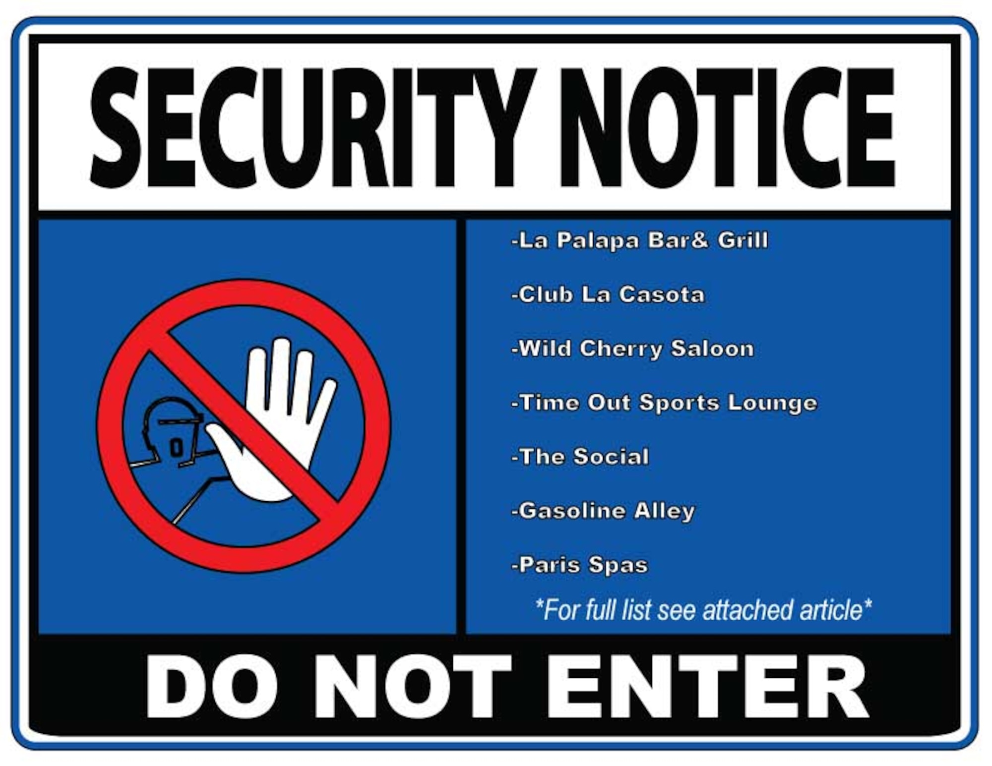Off-Limits Areas and Establishments