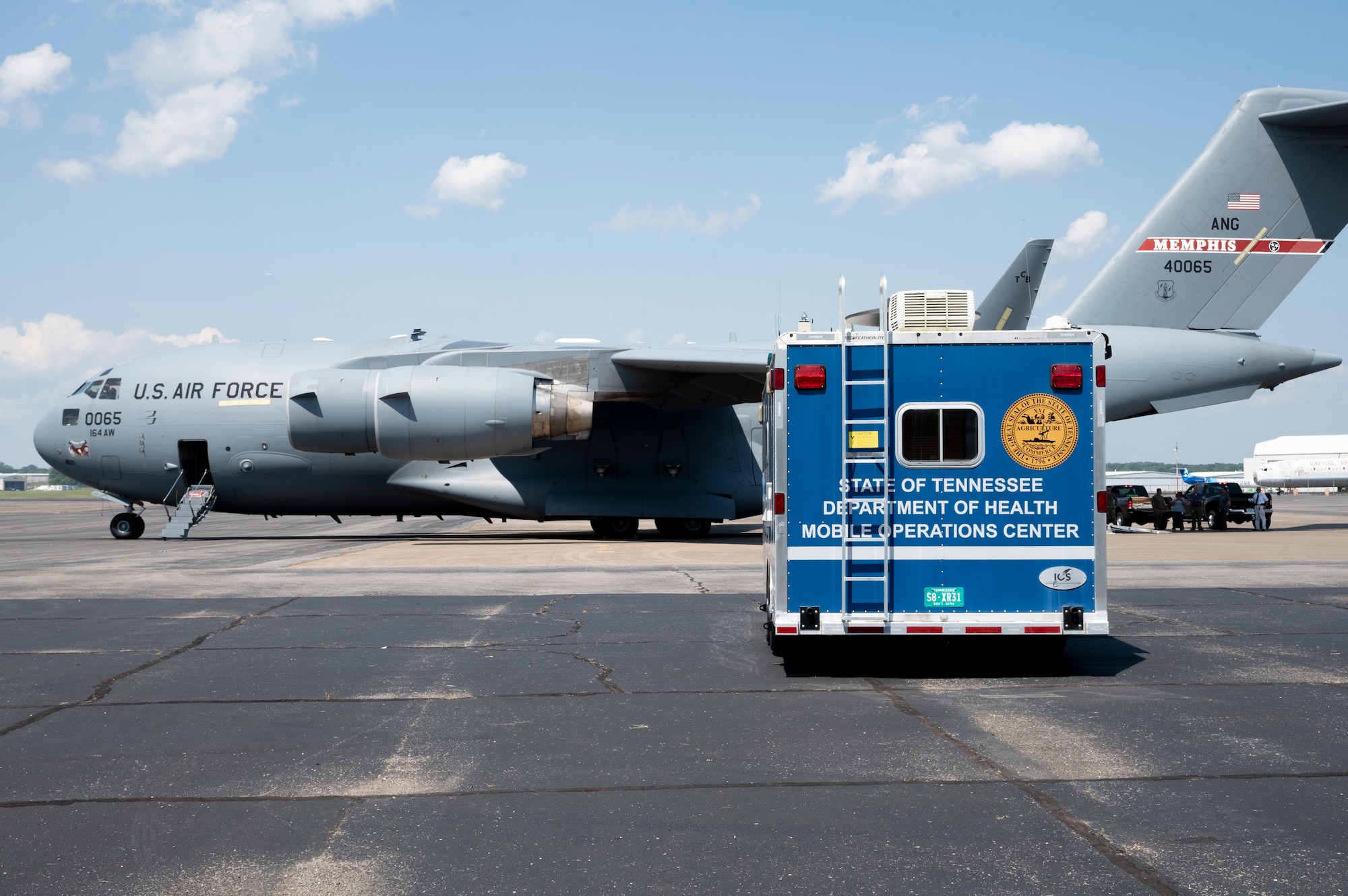 164th Airlift Wing transports first civilian asset on Tennessee military aircraft.