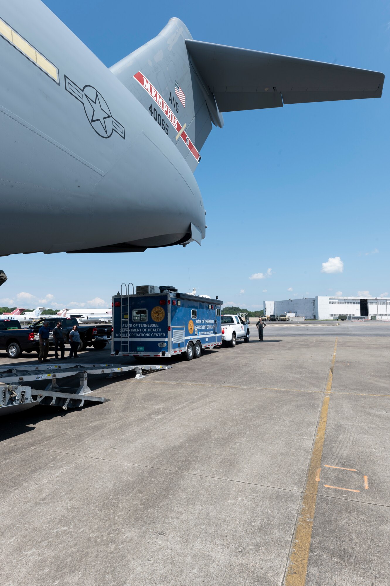 164th Airlift Wing transports first civilian asset on Tennessee military aircraft.