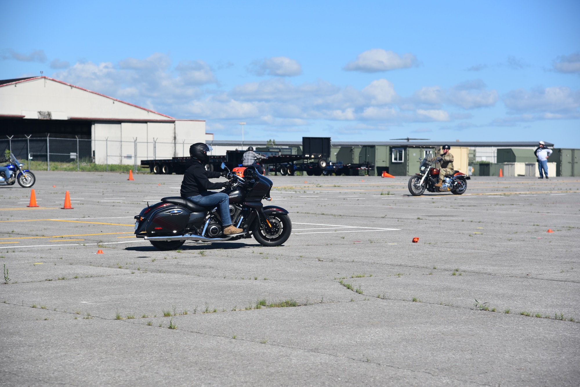 The 174th Attack Wing safety office facilitated a motorcycle safety course for the wing at Hancock Air National Guard base, Syracuse, N.Y. The safety course training is required by Air Force Instruction for all personnel who ride a motorcycle on or off duty. The course will be given on different days during the month of June and July. (U.S. Air National Guard photo by Master Sgt. Barbara Olney)