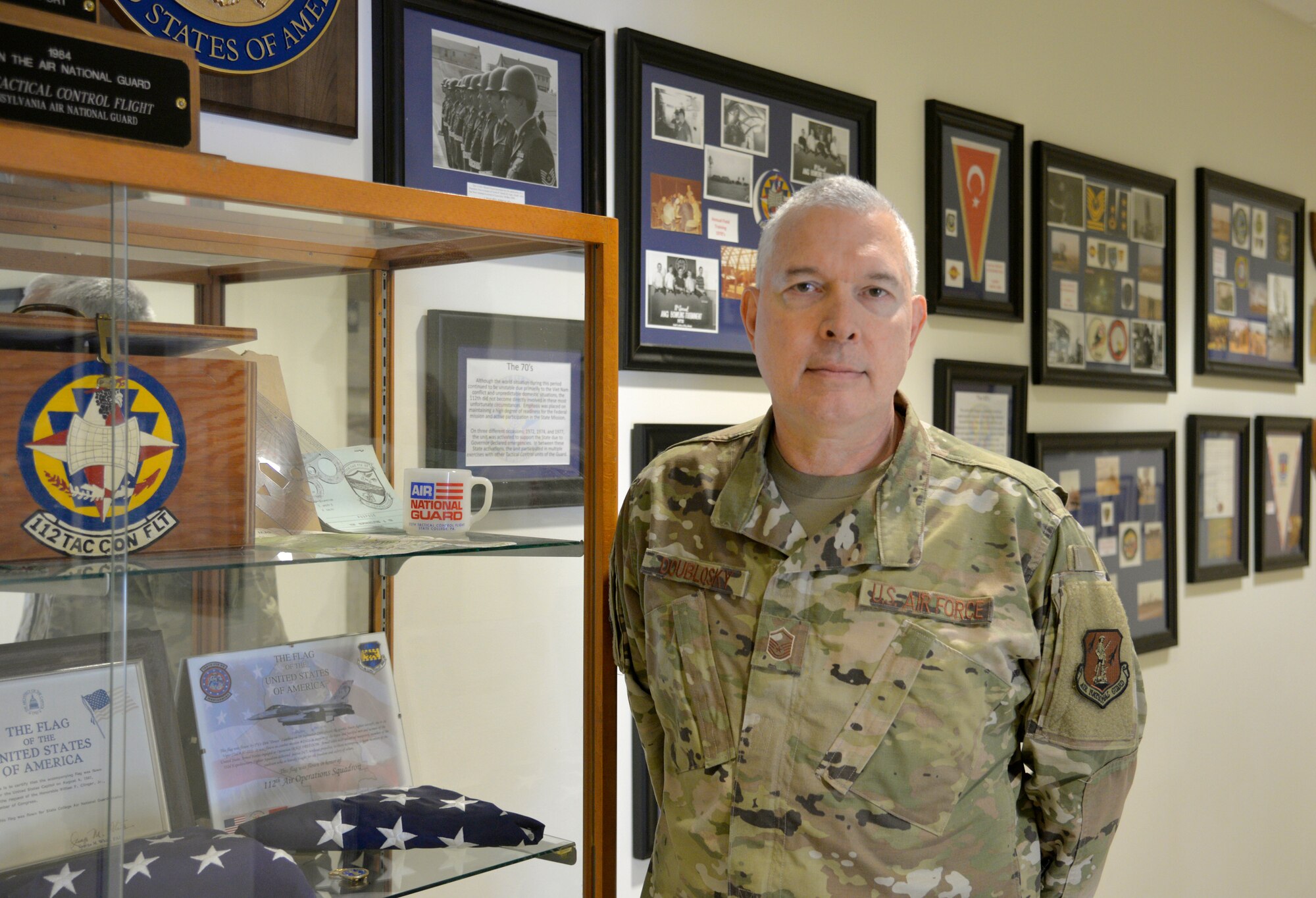 Master Sgt. William Doublosky, Unit Training Manager for the 193rd Air Operations Group, remembers the role he played militarily while serving at the unit on Sept. 11, 2001. (U.S. Air National Guard photo by Capt. Susan Penning)