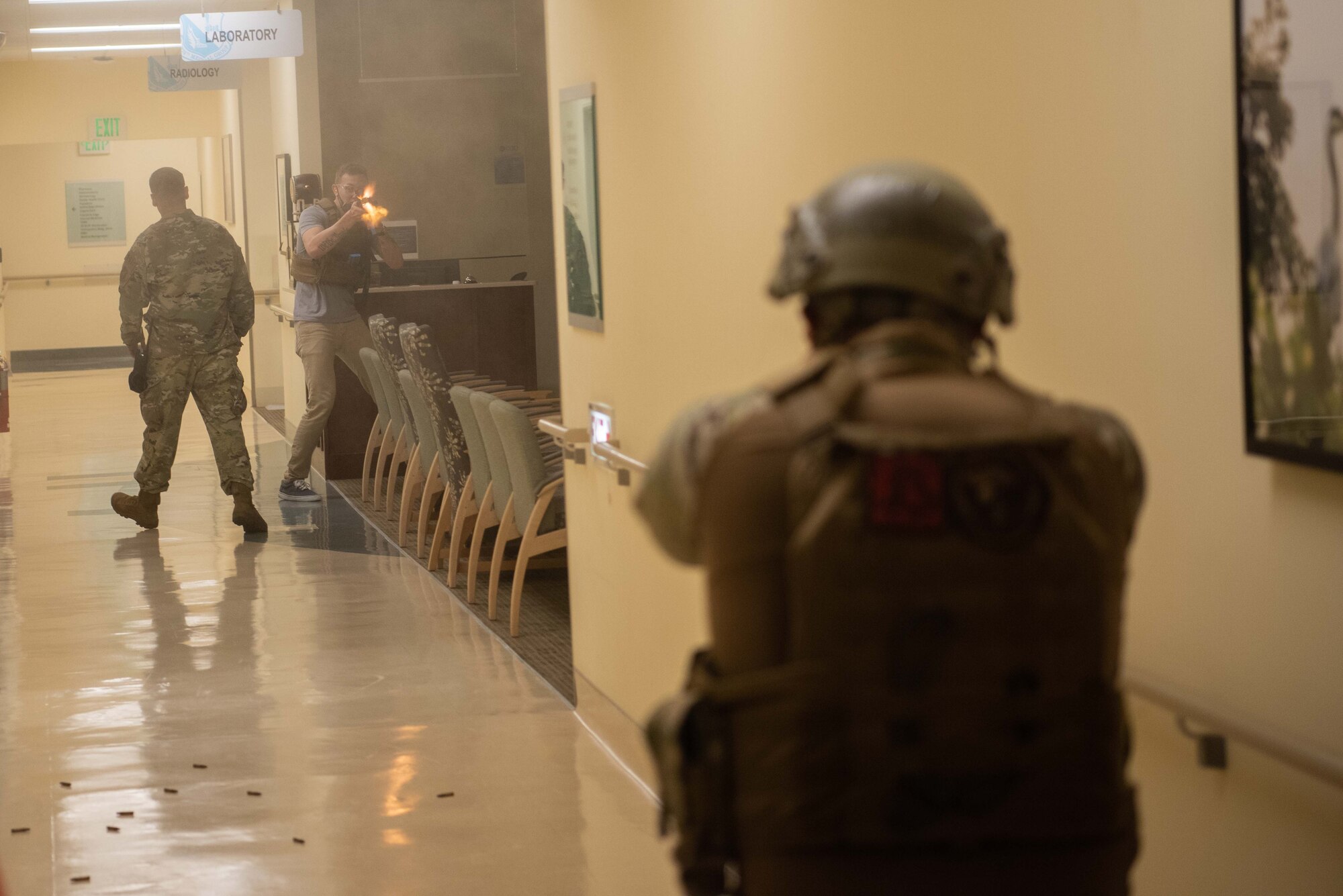 Security Forces members perform active shooter response training.