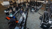 JOINT BASE LANGLEY-EUSTIS, Va. (Aug. 6, 2021) Joint Task Force Civil Support (JTF-CS) joint operations center watch standers participate in hurricane and all-hazards contingency operations during exercise Vibrant Response 21.2.