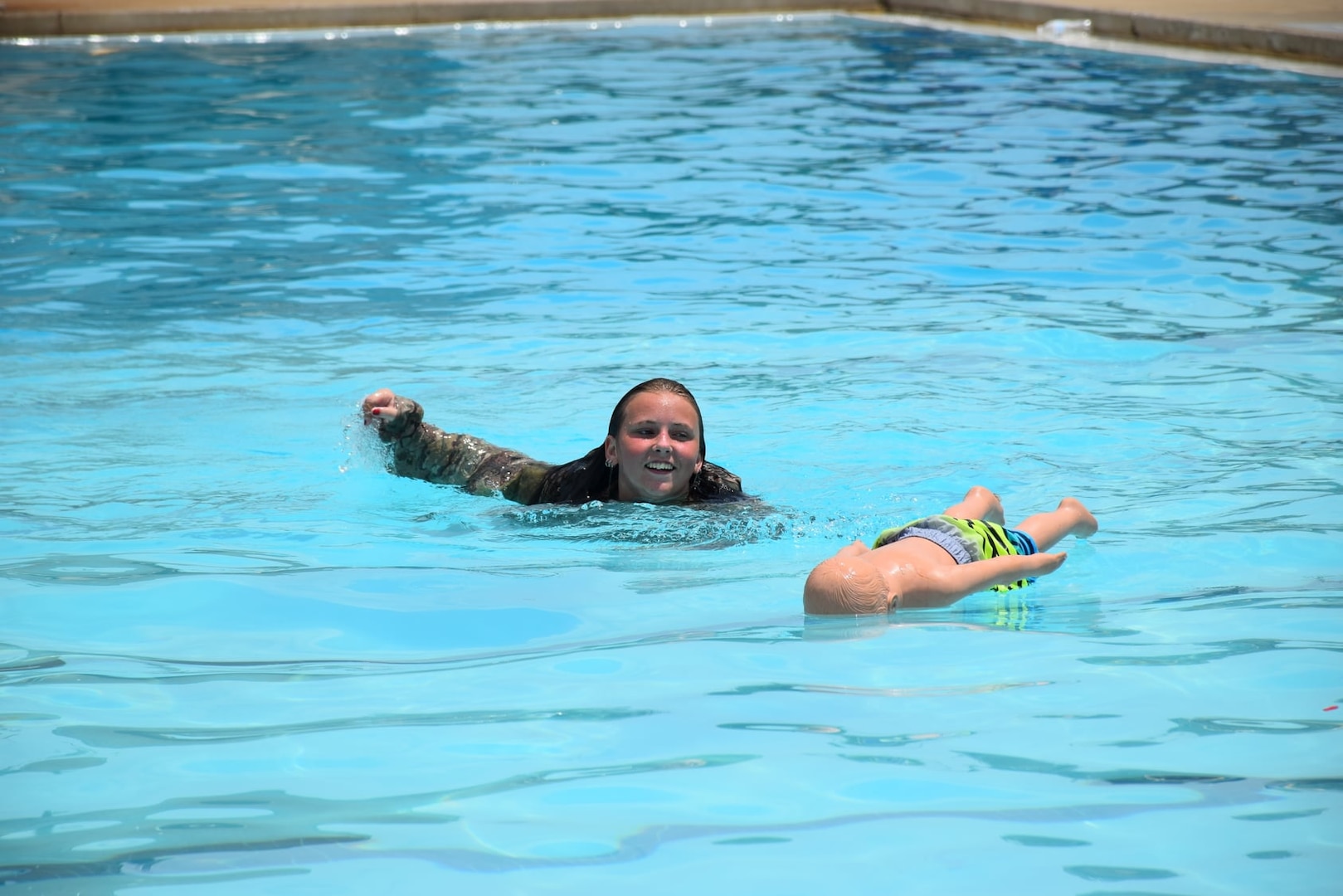 Virginia Army National Guard recruiters challenge area lifeguards at the 3rd Annual National Guard Water Sports Challenge, held July 10, 2021, at the Miller Park Pool in Lynchburg, Virginia. (Courtesy photo)