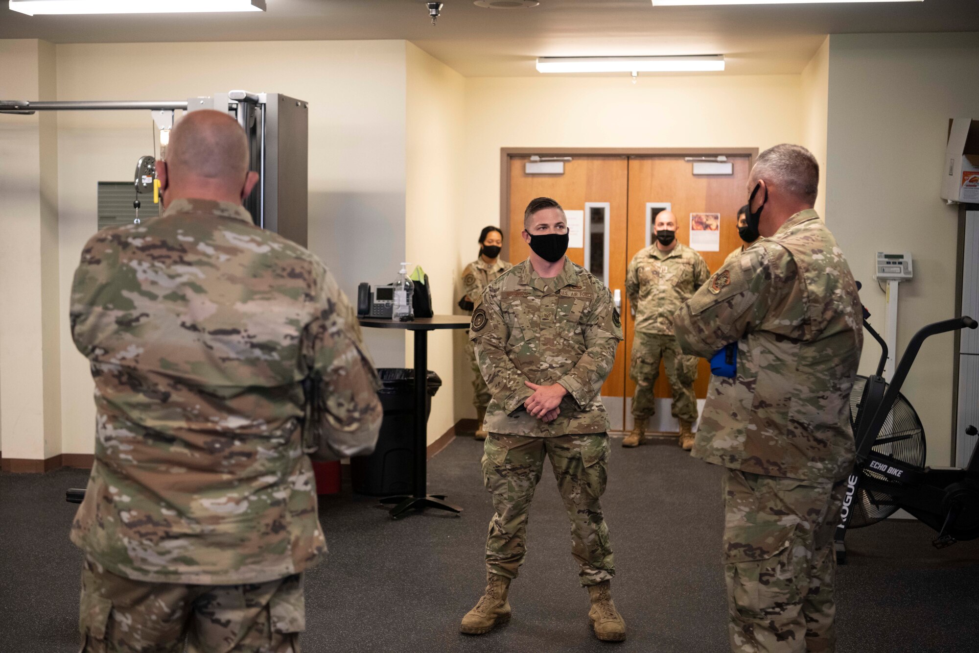 Airman shows leadership the squadrons gym