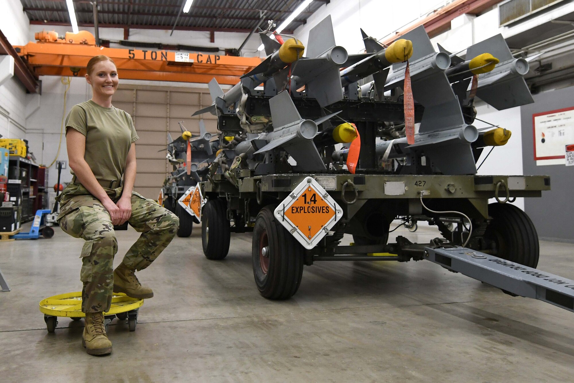 U.S. Air Force Staff Sgt. Kristy Riley, 924th Maintenance Squadron Munitions Flight combat plans training supervisor, poses for a photo at Davis-Monthan Air Force Base, Arizona, July 23, 2021. Riley was recently congratulated by Lt. Gen. Richard W. Scobee, chief of the Air Force Reserve and commander of Air Force Reserve Command, for becoming one of the Air Force’s 12 Outstanding Airmen of the Year. (U.S. Air Force photo by Staff Sgt. Blake Gonzales)