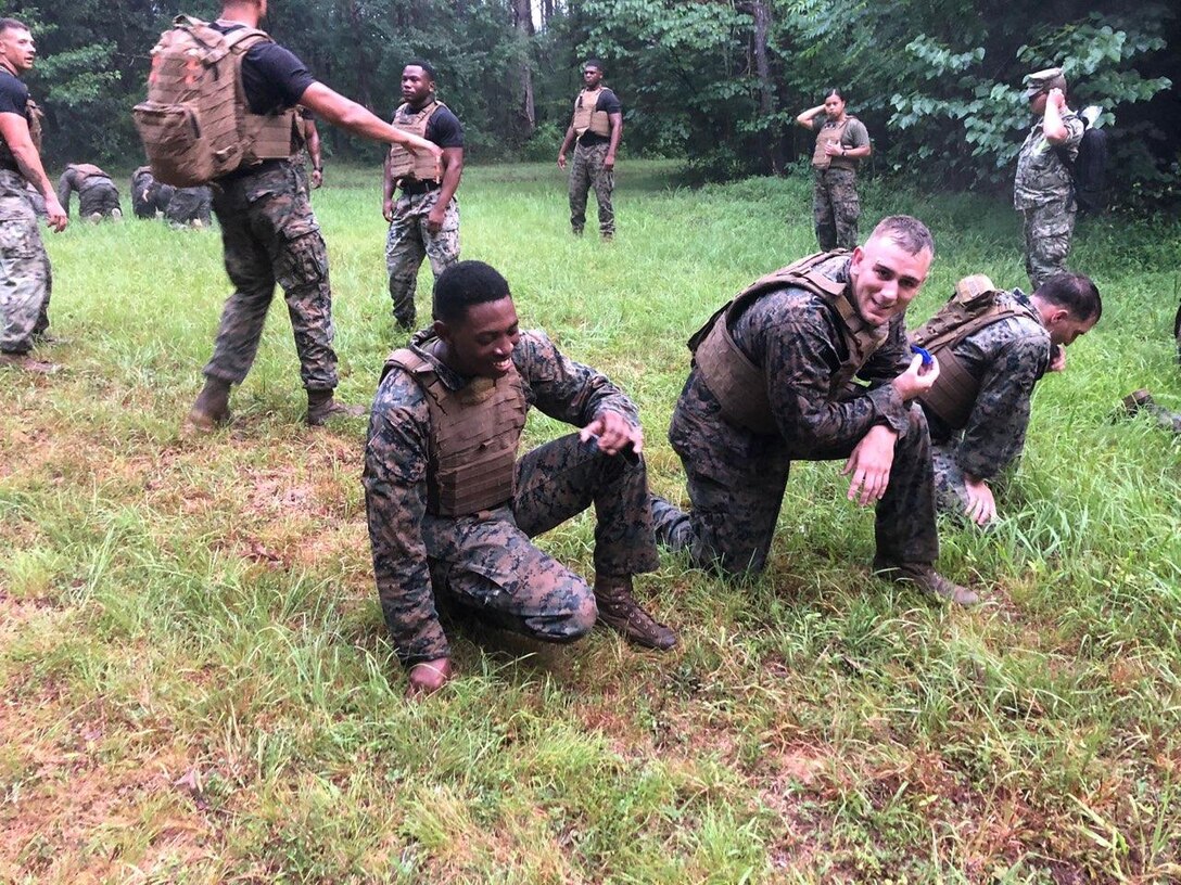 Marines of Headquarters Battalion conducting martial arts training.