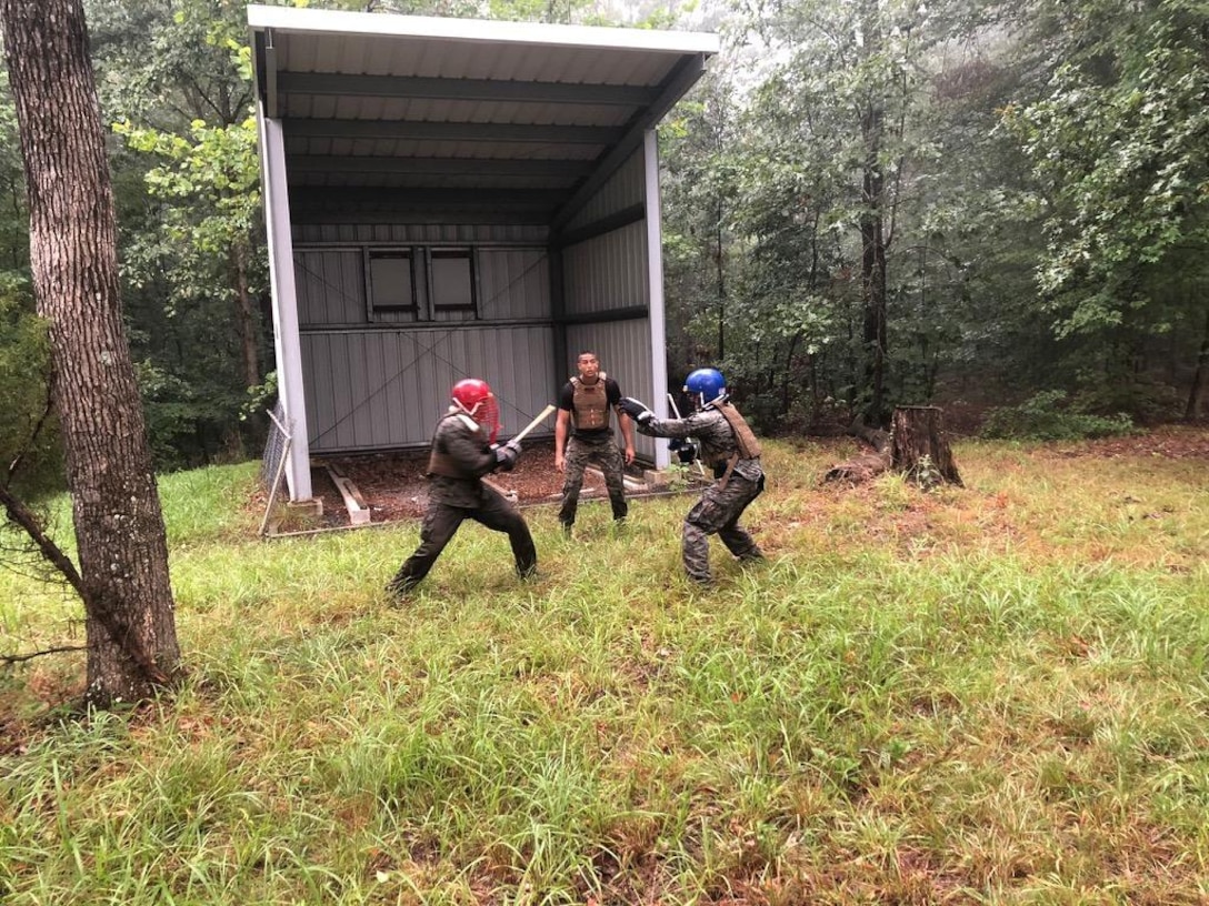 Marines of Headquarters Battalion conducting martial arts training.