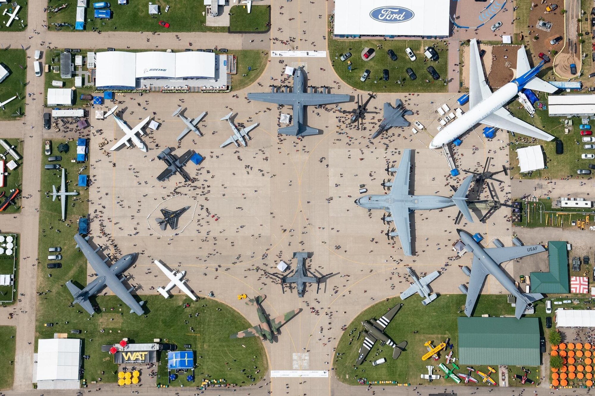 The EAA AirVenture Oshkosh 2021 airshow grounds in Oshkosh, Wisconsin, July 26, 2021.