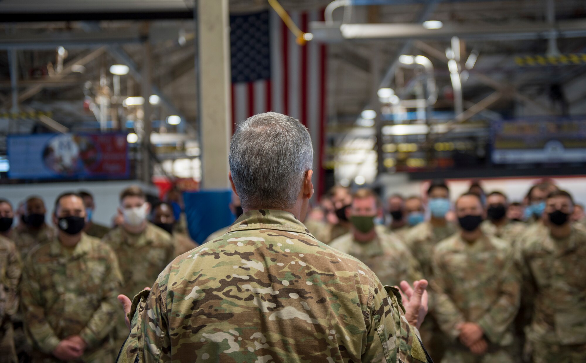 Photo of leadership talking to Airmen