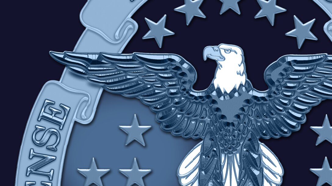 A detail view of a portion of the DLA emblem