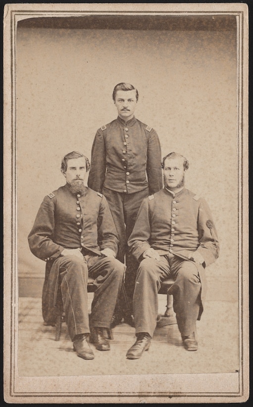 Three unidentified soldiers in Union uniforms. During the Civil War the Schuylkill Arsenal hired 10,000 local tailors and seamstresses to make uniforms for the Union Army.