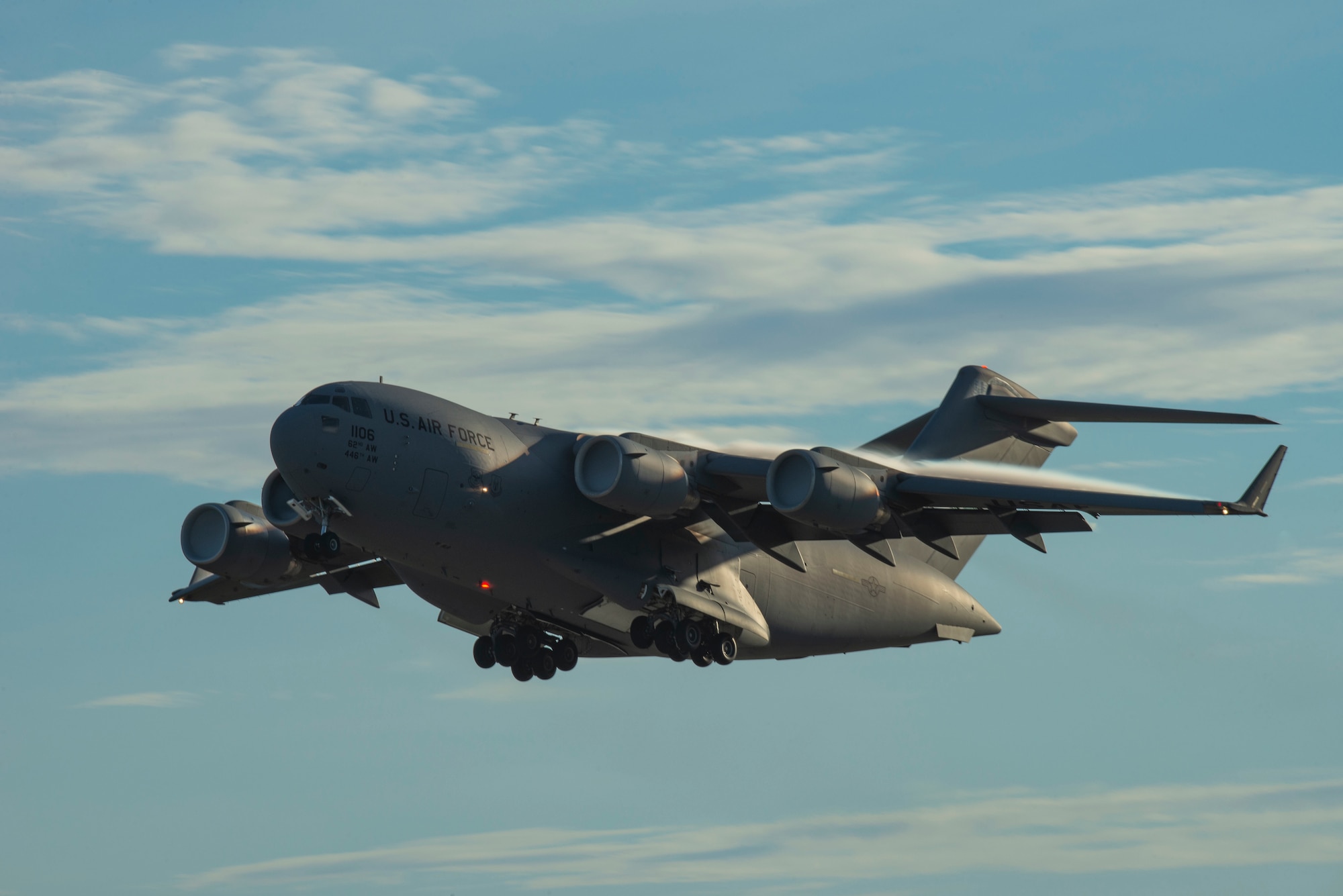 A plane taking off from Andersen Air Force Base, Guam.