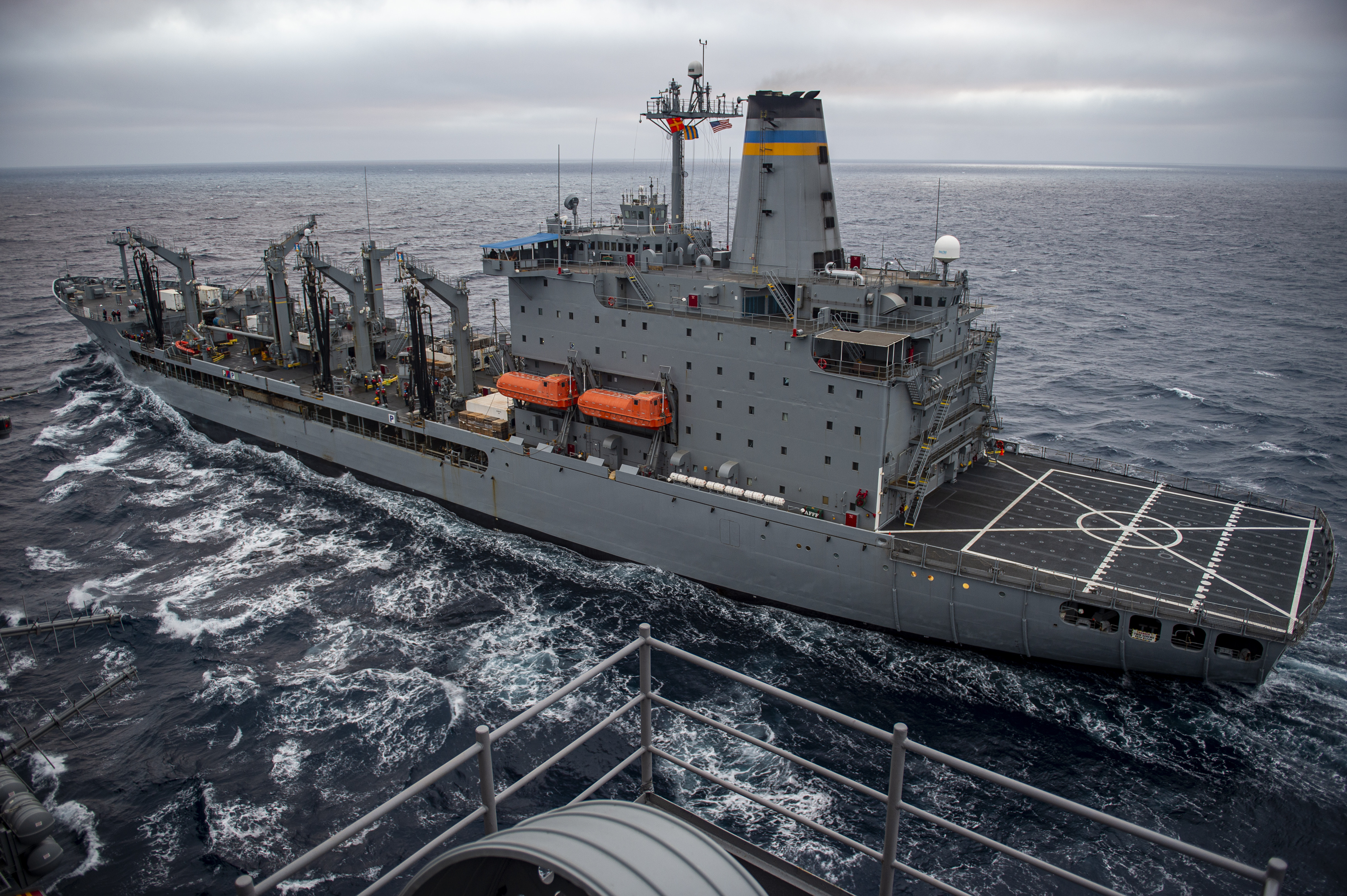 PACIFIC OCEAN (August 4, 2021) The Nimitz-class aircraft carrier USS Carl Vinson (CVN 70) approaches the Henry J. Kaiser-class fleet replenishment oiler USNS Yukon (T-AO 202) in preparation for a refueling-at-sea.