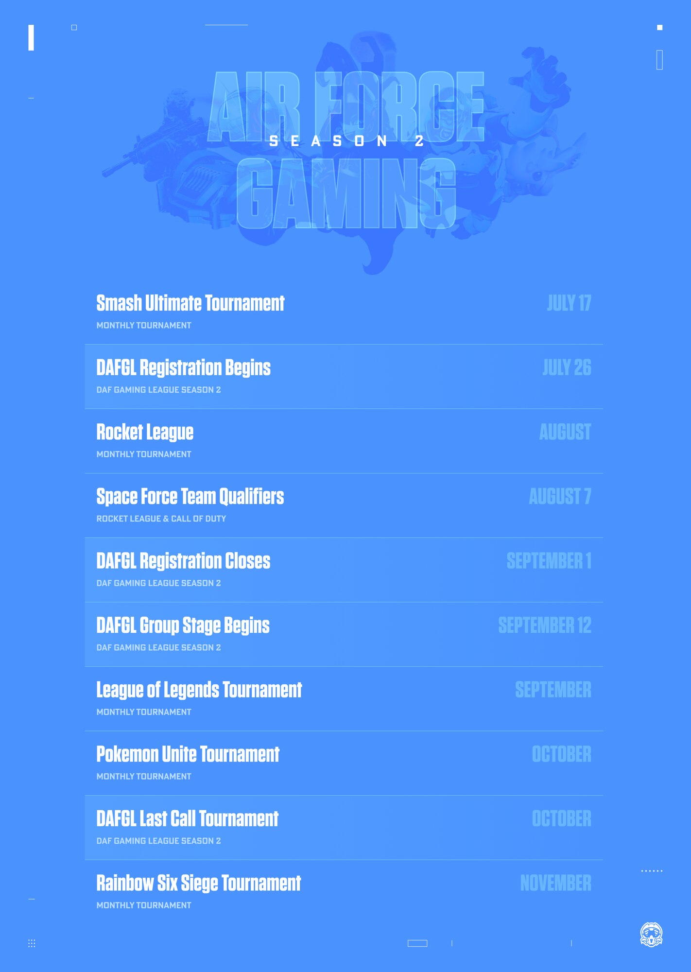 schedule of season two events