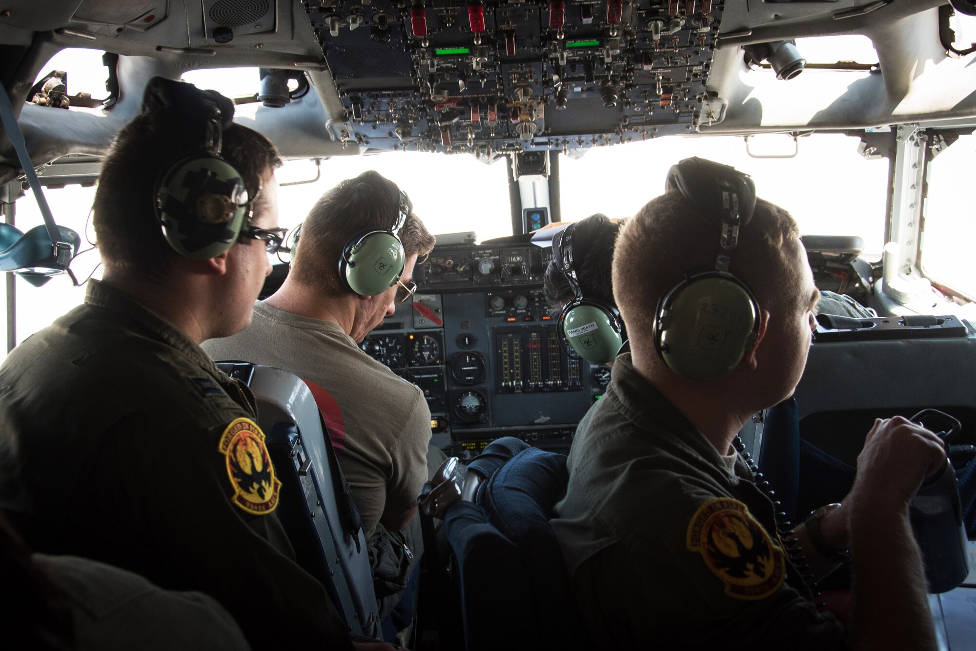 aircrew in the cockpit of E-3