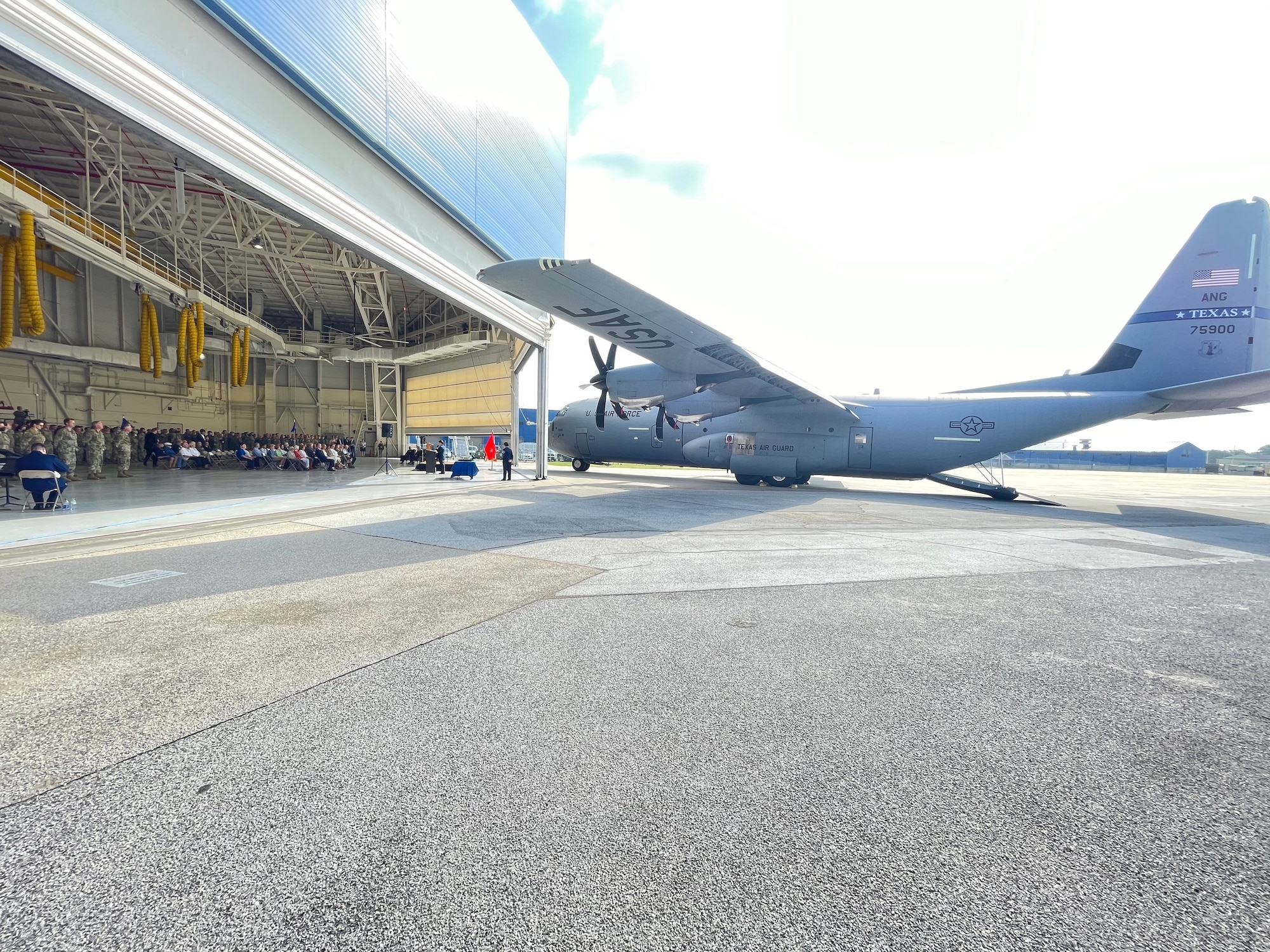 C-130J serves as backdrop for Welcoming Reception.