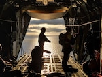 Pararescue Airmen assigned to the New York Air National Guard’s 106th Rescue Wing prepare for a jump into the Atlantic near the Azores during ASAREX 2021, a NATO search and rescue exercise July 27-30, 2021.