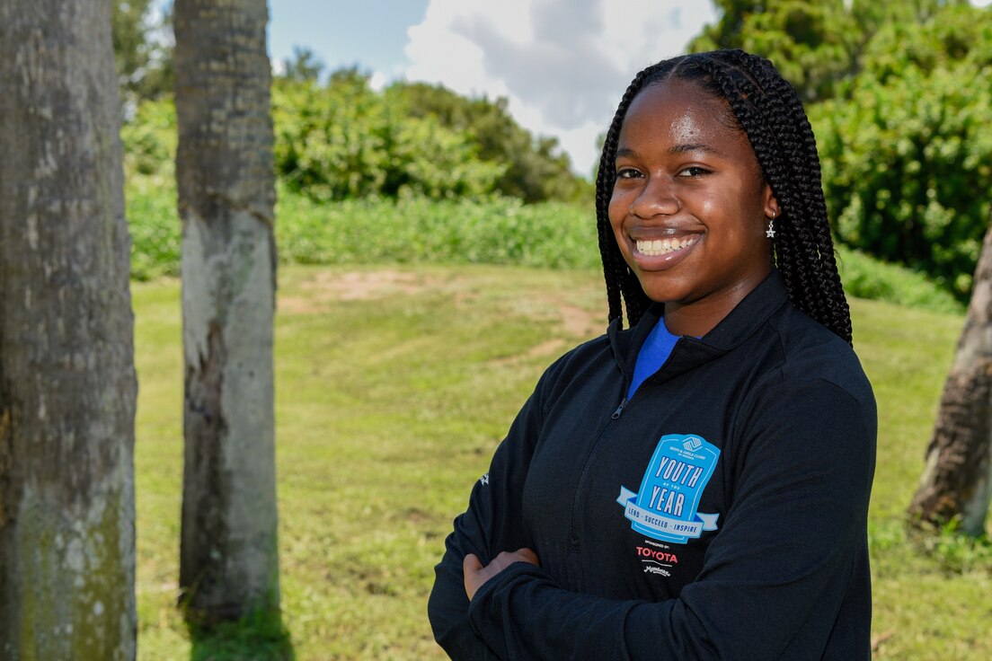 Kyla Williams, Southeast Military Youth of the Year, poses for a photo at Dick Blake Park, Florida, August 6, 2021. In April, Kyla won MYOY for Florida, beating out youth from five military bases. She then competed against youth from seven other installations in the Southeast region competition and once again came up victorious.