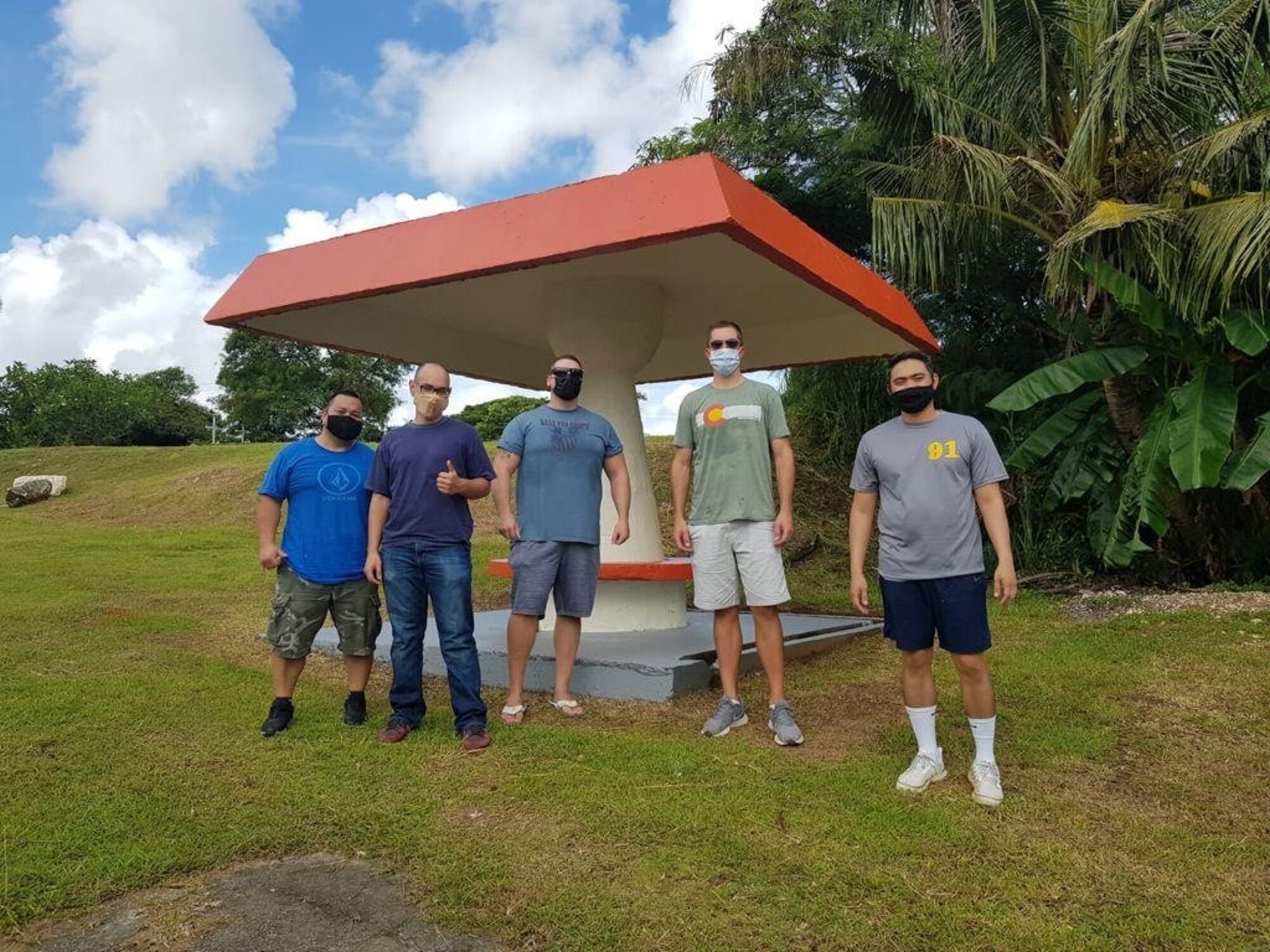 Members from 36th Contracting Squadron volunteer with their partnering village at conduct a beautification project at Pedro Santos Park, Piti, Guam, August 7, 2021. This community outreach event was organized through the Andersen Air Force Base Sister Village Sister Squadron program, in which squadron volunteers collaborate with Guam residents during events to strengthen their friendship and partnership. (Courtesy photo)