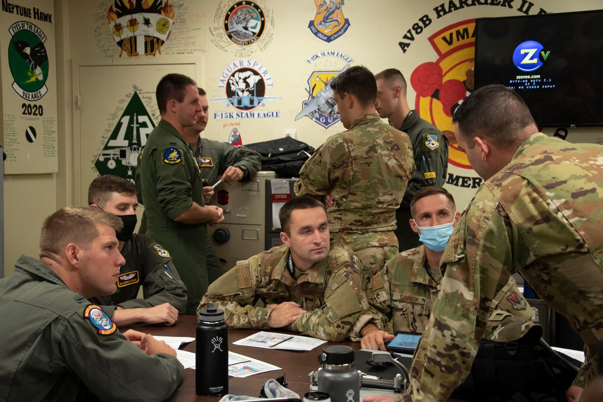 Group of Airmen planning a mission