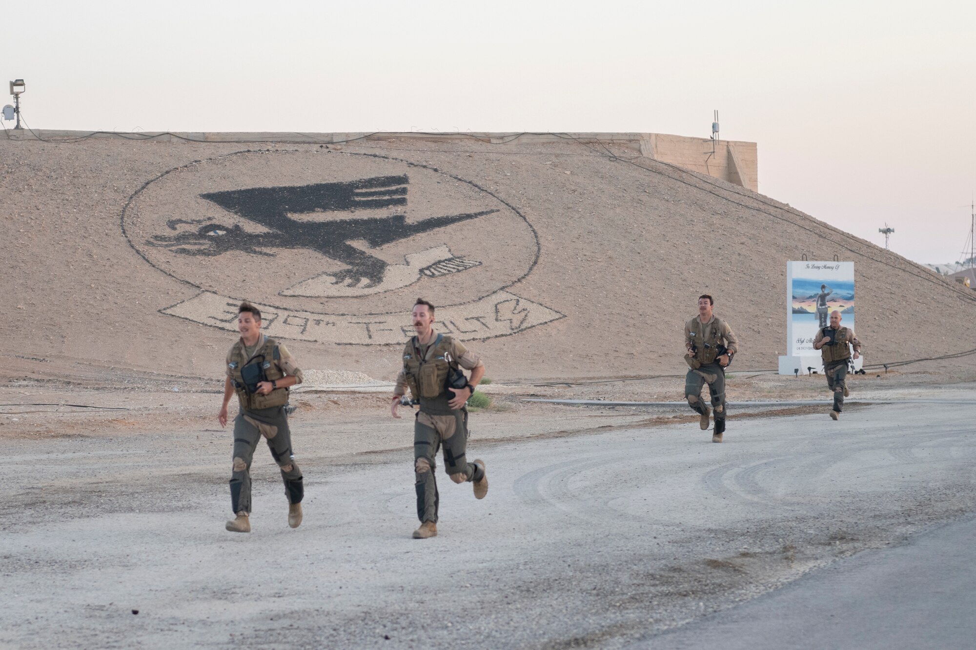 The 424th Expeditionary Fighter Squadron perform an exercise July 27, 2021, in an undisclosed location somewhere in Southwest Asia. The exercise tested the crews’ speed and capability to respond to a simulated Unmanned Aircraft System threat. (U.S. Air Force photo by Senior Airman Cameron Otte)