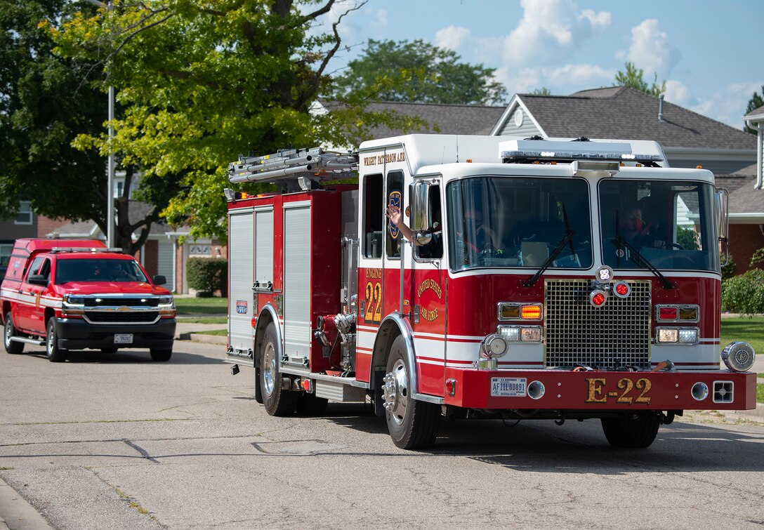 Firefighters and firetrucks at National Night Out